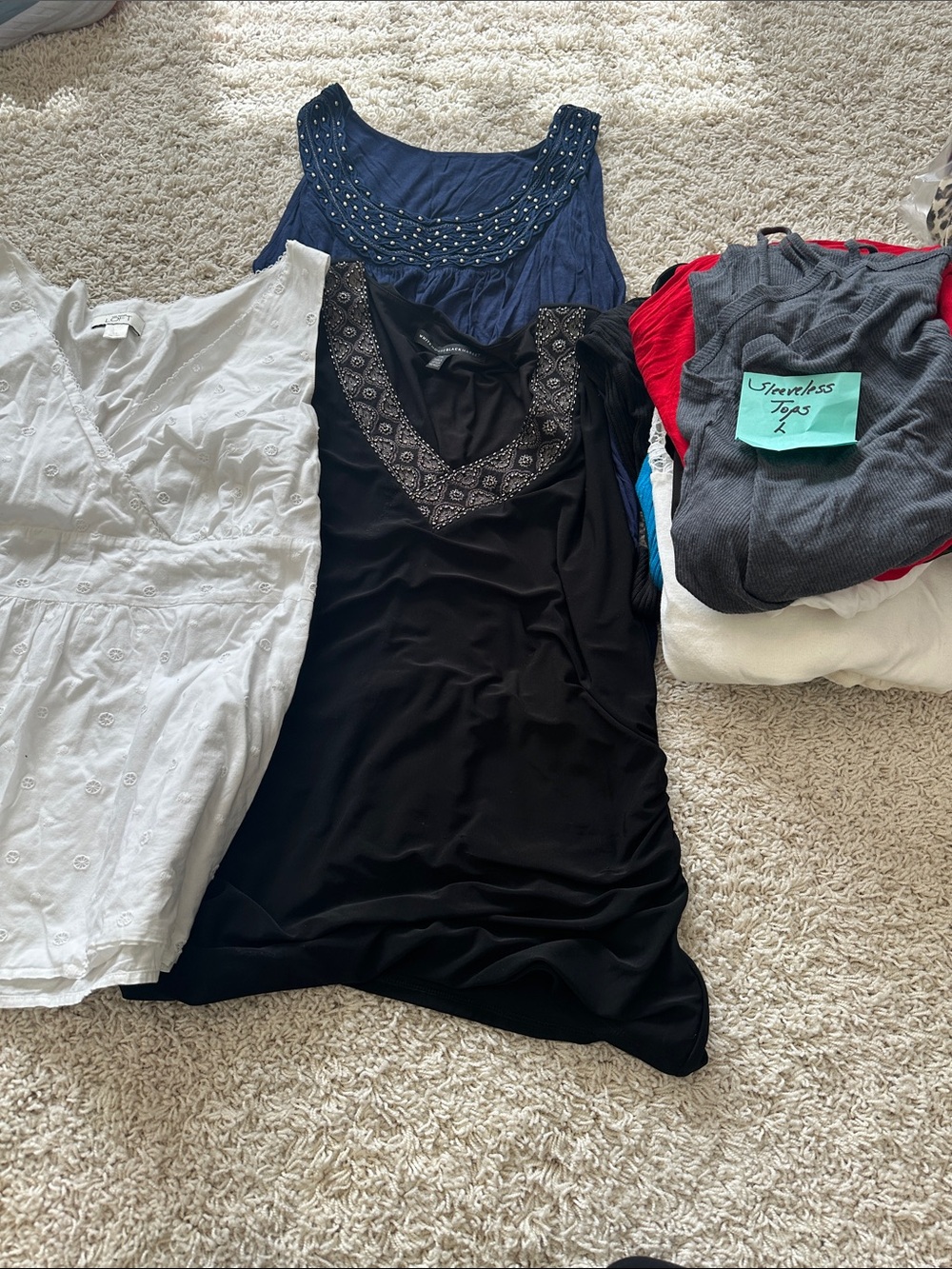 Sleeveless Black Embellished V-Neck Blouse